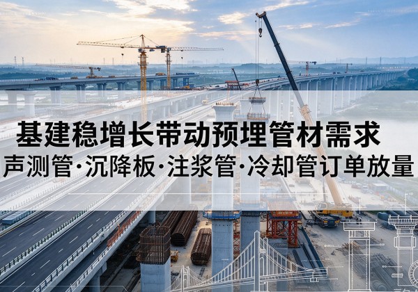 清原基建稳增长带动预埋监测管材需求，声测管、沉降板、注浆管订单持续放量